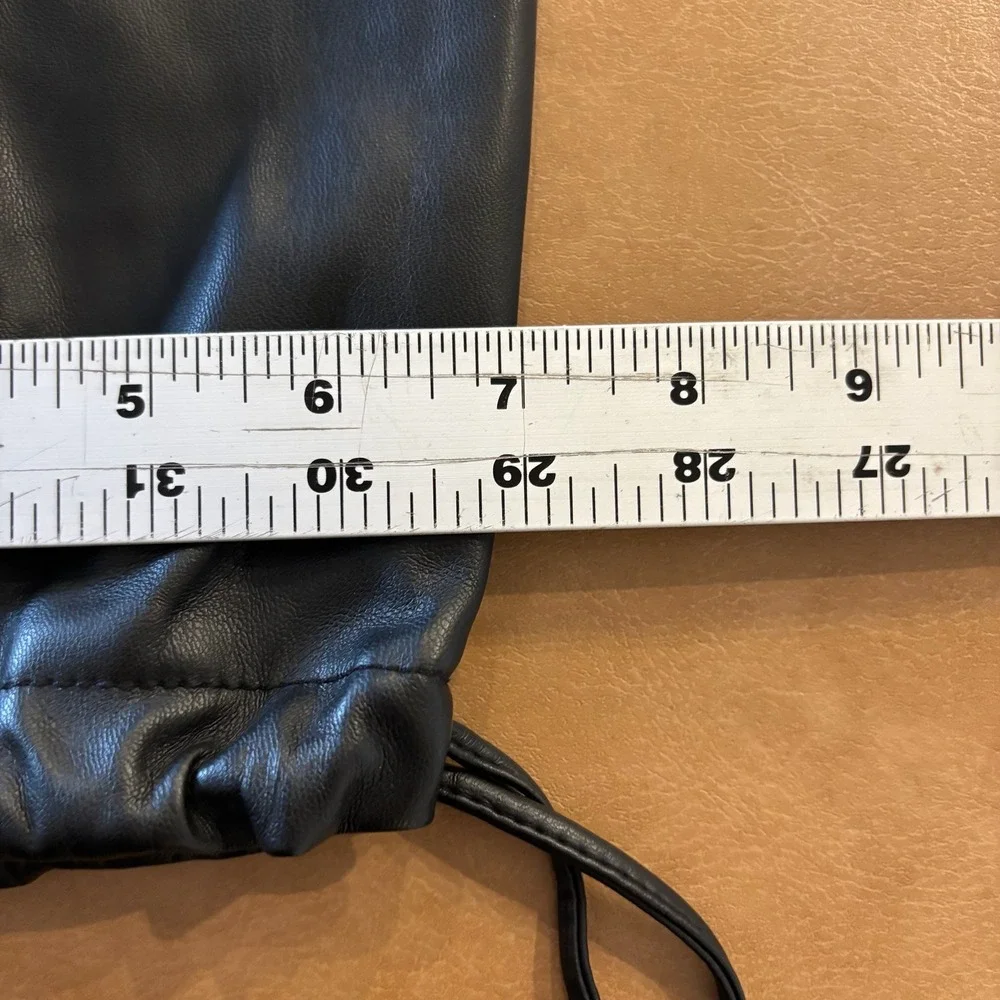 Zara NWT Women Faux Leather Jogger Pants Black Elastic Waist Drawstring Small - Picture 6 of 10
